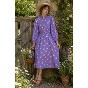 Vintage Pellini Petites By Von Bramlett Purple Belted Dress* see details